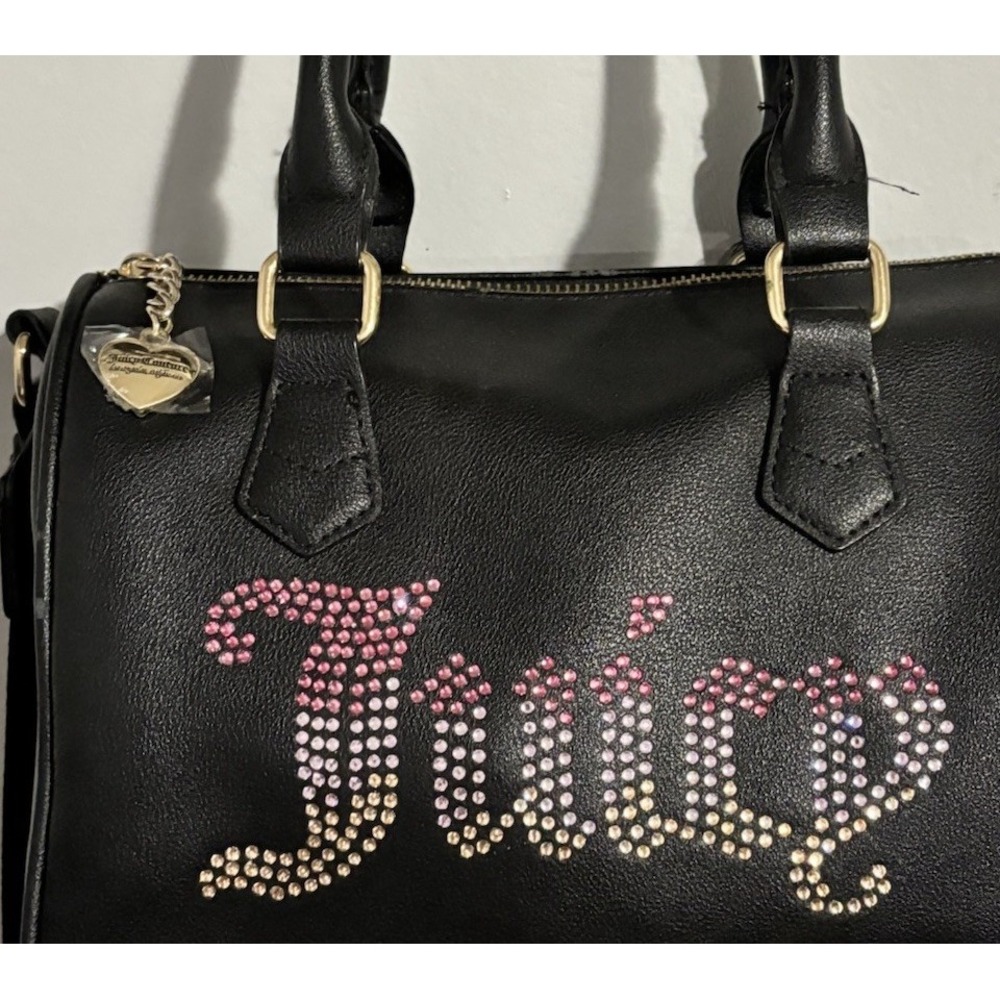 Juicy Couture Satchel Bag Liquorice Ombre Crystal Logo Gemstones Viral Y2K Bling - Picture 8 of 8